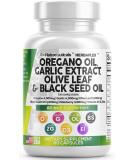 Oregano Oil 6000mg Garlic Extract 4000mg Olive Leaf 3000mg Black Seed Oil 3000mg - Immune Support & Digestive Health Supplement for Women and Men with Vitamin D3 and Zinc - Made in USA 60 Caps - Buy Online on GoSupps.com