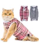 Avont Cat Recovery Suit - 2 Pack Post-Surgery Relaxation Clothing Leakage Protection for Abdominal Wounds - Medium Black/Pink Plaid - Buy Online on GoSupps.com