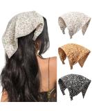 HAIMEIKANG Floral Hair Scarf Headbands for Women Boho Hair Bandanas Scarf for Women Triangle Head Kerchief Solid Color Hair Bands Vintage Head Scarf (Beige+Yellow+Black) Beige+Yellow+Black 3 Count (Pack of 1) - Buy Online on GoSupps.com