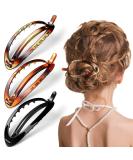 3 Pieces French Hair Barrette Clip Oval French Clips for Hair Flexible Ponytail Holder Plain Strong Grip Closure Barrettes Styling No Metal Hair Accessories for Women Girls  3 Colors - Buy Online on GoSupps.com
