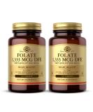 Solgar Folate 800 mcg Bio-Active Metafolin - 100 Tablets x 2 - Heart Health Support - Non-GMO Vegan Gluten Free Dairy Free Kosher - 200 Total Servings - Buy Online on GoSupps.com