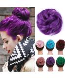 Synthetic Messy Hair Bun Scrunchie Updo in Purple - Bridal & Wedding Hairpiece for Women & Kids - Buy Online on GoSupps.com
