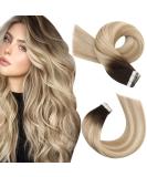Moresoo Balayage Blonde Tape in Human Hair Extensions - 14 Inch Remy Brown Root Ombre to Dark Golden Blonde - 20 Pcs/50g #3/8/22 - Buy Online on GoSupps.com