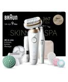 Braun Silk- pil 9 Flex Skinspa All-in-One Set - Women's Hair Remover & Facespa Face Hair Remover - Long-lasting 9-681 3D in White/Gold - Buy Online on GoSupps.com