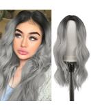 Fine Long Curly Ombre Gray Wig - 55 cm Synthetic Middle Parting for Women | Perfect for Parties & Daily Wear - Buy Online on GoSupps.com