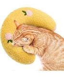 Jognee Pillow for Cats | Soft Fluffy Pet Calming Toy | Catnip Pillow Catnip Plush Toy | U-Shaped Pillow for Sleeping Resting Playing (Yellow) - Buy Online on GoSupps.com