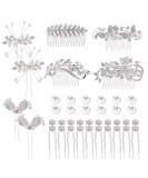 40 Pack Silver Rhinestone Hair Combs & Pins Set - Wedding Headpiece Accessories for Women & Brides - Buy Online on GoSupps.com