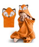 Mother's Choice 100% Cotton Baby Towel with Hood - Ultra Soft & Absorbent (75x75cm) - Large Bath Towel for Newborns & Infants - 3D Fox Hooded Design - Orange Fox - Buy Online on GoSupps.com