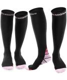 Shop Cambivo Compression Stockings for Men & Women - 2 Pairs Support Socks for Running Sports Travel & Cycling in XXL Black & Pink - Buy Online on GoSupps.com