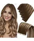 Laavoo Real Hair Tape In Extensions | Blond Ombre & Brown Balayage | 60cm Virgin Real Hair | 5pcs 12.5g #4/27/4 - Buy Online on GoSupps.com