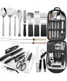 Portable Camping Kitchen Utensil Set-27 Piece Cookware Kit, Stainless Steel Outdoor Cooking and Grilling Utensil Organizer Travel Set Perfect for Travel, Picnics, RVs, Camping, BBQs, Parties and More black - Buy Online on GoSupps.com