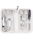 Three swords - 8 pcs.Manicure set 'Roma' |High quality nail care set in white synthetic leather etui |Contents: nail scissors set foot and nail clippers tweezers glass nail files sapphire nail file white / synthetic leather - Buy Online on GoSupps.com