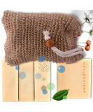 Mens Soap Set - Goat Milk & Shea Butter for Gentle Hydration - Includes Peeling Sisal Bag - Natural Skin Care - Buy Online on GoSupps.com