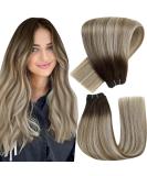 Buy Hetto Remy Real Hair Extensions - Ombre Dark Brown Mix Ash Brown & Medium Blonde #3/8/22 | 70g 30cm - Best Quality & Hot Sales! - Buy Online on GoSupps.com