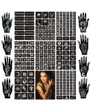 24 Sheets Henna Tattoo Stencil Kit - 270+ Reusable Indian Glitter Stencils for Face & Body Paint - Buy Online on GoSupps.com