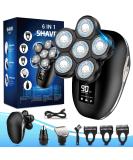 6-in-1 Electric Head Shaver for Bald Men | Waterproof Skull Shaver for Men | Cordless Rechargeable Rotary Shaver - Buy Online on GoSupps.com