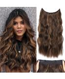 20 Inch Halos Hair Extension - Invisible Wire Hair Extensions - Dark Brown Mixed Dark Golden - Synthetic Long Wavy Hair Pieces for Women - Buy Online on GoSupps.com