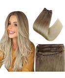Easyouth Ombre Weft Hair Extensions Real Hair 14 Inch 70g Double Weft Sew in #8/60 Balayage Human Hair Extensions - Buy Online on GoSupps.com