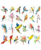 Watercolor Parrot Temporary Tattoos - Colorful Flower Macaw Fake Tattoos for Women and Girls - Buy Online on GoSupps.com