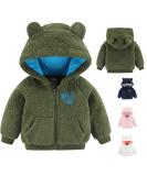 Cartoon Fleece Hooded Jacket for Newborns | Warm Toddler Outwear Coat with Ears | Zipper Up | 3-6 Months | Green - Buy Online on GoSupps.com
