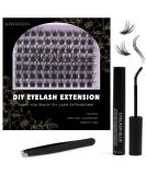 Individual Lashes Extension Kit 77 Wide-Stem 9-15mm Mix with Lash Glue & Applicator - Soft Natural DIY Cluster Lashes Extensions Kit (T02 Light Suit) - 1 Count - Buy Online on GoSupps.com