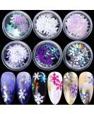 Nail Glitter Sequins - 6 Boxes Snowflake Christmas Nail Art | Holographic Glitter for DIY Decorations - Buy Online on GoSupps.com