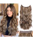 20 Halos Hair Extension | Invisible Wire Hair Extensions | Deep Almond Brown & Wheat Germ Blonde | Synthetic Wavy Hair Pieces for Women - Buy Online on GoSupps.com