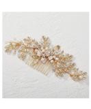 SWEETV Handmade Wedding Hair Comb Clip Rhinestone Bridal Hair Comb Piece, Gold Hair Accessories for Brides Wedding 1.Gold - Buy Online on GoSupps.com