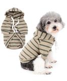 Zweitea Striped Hoodie Shirt for Small & Medium Dogs - Soft Short Sleeve Pet Sweater & Jacket in Khaki - Buy Online on GoSupps.com