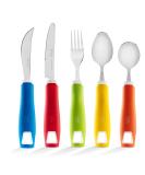 Special Supplies 5-Piece Adaptive Utensils Set - Non-Weighted, Non-Slip Handles for Hand Tremors, Arthritis, Parkinson's, Elderly Use - Stainless Steel Knife, Rocker Knife, Fork, Spoons - Colored - Buy Online on GoSupps.com