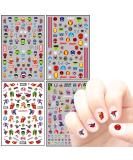 Cute Cartoon 3D Nail Art Stickers - Self Adhesive Decals for Kids & Teens - Anime Kawaii Designs - Manicure Tips & Party Decoration - 4 Sheets - Buy Online on GoSupps.com