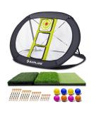 SAPLIZE Golf Chipping Net - Portable X-Shaped Target Net for Indoor/Outdoor Practice - 3 Targets with Mat Kit - Buy Online on GoSupps.com