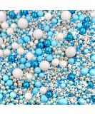 Blue White Metallic Silver Sprinkles birthday cupcake cake toppers pearls balls baby shower boy male baking supplies chocolate balls teal green mint pearls edible RIPTIDE - Buy Online on GoSupps.com