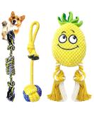 SQinor Plush Dog Toys - Interactive Pineapple Toy Set for Large & Small Dogs | Cuddly Puppy Plaything - Buy Online on GoSupps.com