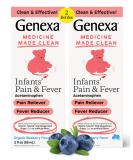 Genexa Infants Pain & Fever Reducer | Dye-Free Baby Acetaminophen Liquid Organic Blueberry Flavor | 160 mg per 5mL | 4 Oz (2 Pack) - International Shipping Available - Buy Online on GoSupps.com