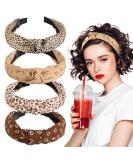 BETESSIN 4pcs Leopard Print Hairband Set | Wide Headbands for Women & Girls | Stylish Knot & Heart Hair Accessories - Buy Online on GoSupps.com