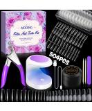 Moing Nail Tips & Glue Gel Kit | 504 Coffee Fake Nails | 11 Sizes Transparent Starter Set | Mini Nail Lamp File & Clipper Included - Buy Online on GoSupps.com
