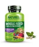 NATURELO Whole Food Multivitamin + Immune Blend - 60 Vegan Capsules with Elderberry, Mushrooms, Vitamin C, D3, Zinc for Extra Immune Support - Buy Online on GoSupps.com