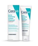 CeraVe Acne Foaming Cream Cleanser with 4% Benzoyl Peroxide, Hyaluronic Acid & Niacinamide - 5 Oz | Fragrance-Free, Non-Comedogenic Acne Treatment Face Wash - Buy Online on GoSupps.com