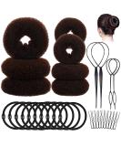31pcs Donut Hair Bun Maker Set | Perfect Hairstyling Aid for Kids & Women | Brown Hair Knot Accessories - Buy Online on GoSupps.com