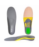 High Arch Support Orthotic Insoles for Over-Pronation & Flat Feet - Gel Heel & Metatarsal Pads for Plantar Fasciitis Relief (Men 7-12 / Women 9-14) - Gray - Buy Online on GoSupps.com
