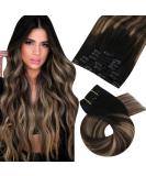 Moresoo Clip-In Extensions | Real Remy Hair Balayage 55 cm | Black to Dark Brown Clip-Ins 7pcs/120g #1B/4/14 - Buy Online on GoSupps.com