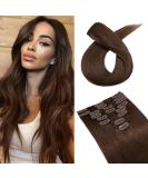 Clip in Extensions Real Hair Extension Hairpiece 8 piece SET cheap Remy Hair soft Medium Brown#4 20"(50cm)-70g - Buy Online on GoSupps.com