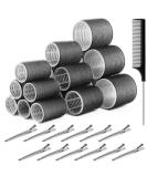 Kouclaa 31 Pcs Black Hair Roller Set Hair Rollers With Clips 3 Size(60mm 44mm 32mm) 18 Pcs Rollers for Hair Volume and 12 Hair Clips and 1 Comb Hair Rollers for Long Hair Medium and Short Hair Black(60mm 44mm 32mm) - Buy Online on GoSupps.com