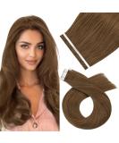 Moresoo Tape In Extensions Real Hair #8 - Brown 55cm Remy Hair Extensions - Thick 10 Pieces (25g) - Light Brown Tape Hair Extensions - Buy Online on GoSupps.com