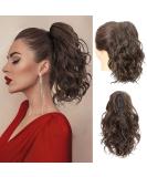 REECHO Curly Claw Clip Ponytail Extension 10 Inch - Natural Wavy Synthetic Hairpiece in Dark Chocolate Brown - Buy Online on GoSupps.com