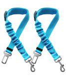 Xundefeng 2-Piece Dog Car Seat Belt & Leash Set - Adjustable Bungee Safety Clip for Pets - Sky Blue - Buy Online on GoSupps.com