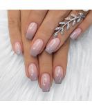Mervf Square Ombre French Tip Press On Nails - 24pcs Medium Fake Nails with Glossy Gradient Design for Women - Buy Online on GoSupps.com