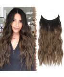 FESHFEN Invisible Wire Hair Extensions with Transparent Wire Adjustable Size with 2 Secure Clips Synthetic Hair Piece Long Wavy Secret Headband Hairpieces for Women 20 inch Ombre Brown - Buy Online on GoSupps.com