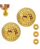 2 Magnetic Hedgehog Massage Balls & 3 Acupressure Rings - Stress Relief Yoga Massage Tools (Gold) - International Shipping Available - Buy Online on GoSupps.com